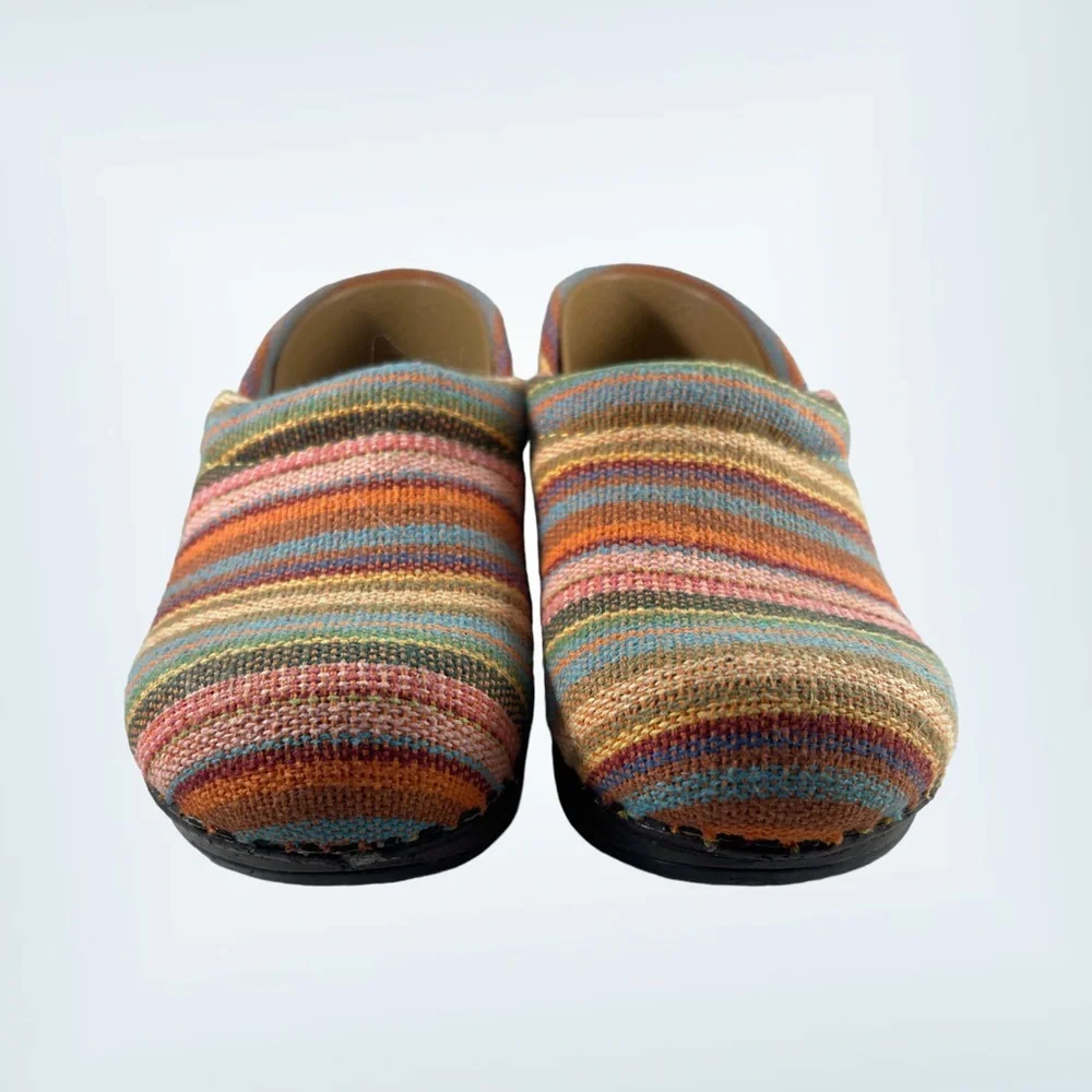 DANSKO- Toddler Clog- Multi Color Stripe Fabric Size 28 / 11 Little Kid - Picture 3 of 8